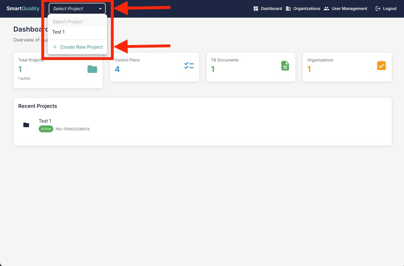 Create new project form
