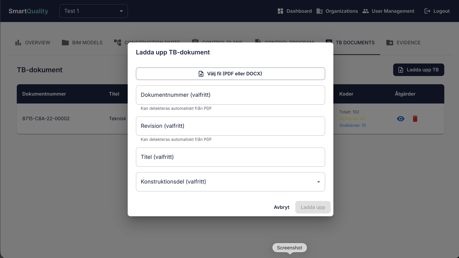 Upload technical description